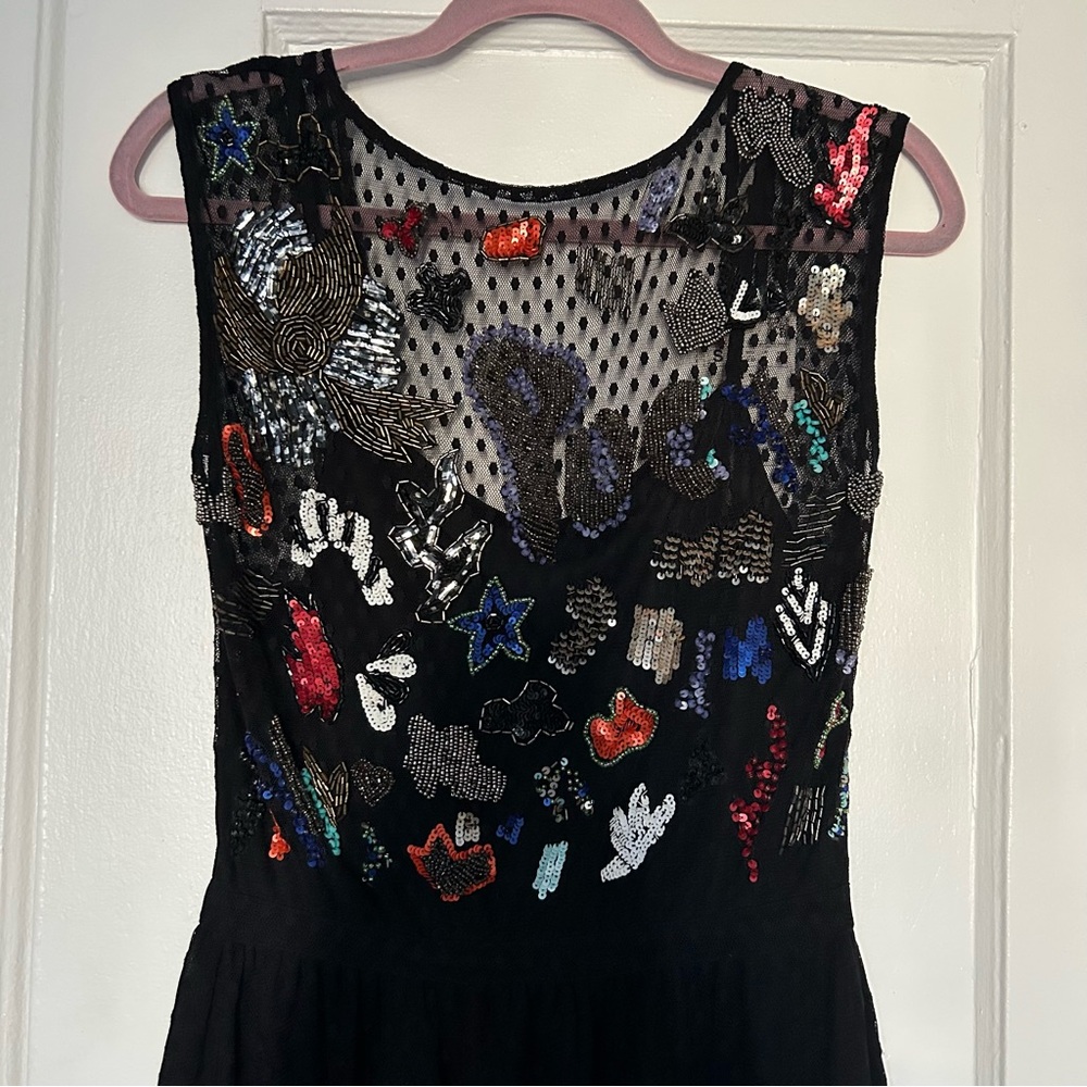 Zara Trafaluc Black & Multicolored Sequined Dress